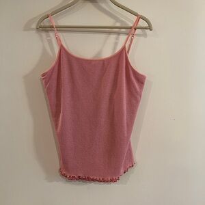J. Jill Lettuce Hem Cami Top | Pink Textured Knit | Size M